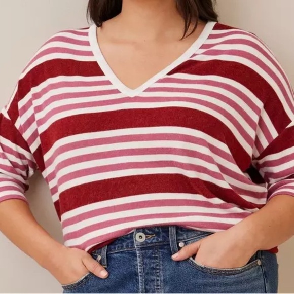 torrid Tops - Super Soft Plush Stripe Top By Torrid Size 00/Medium